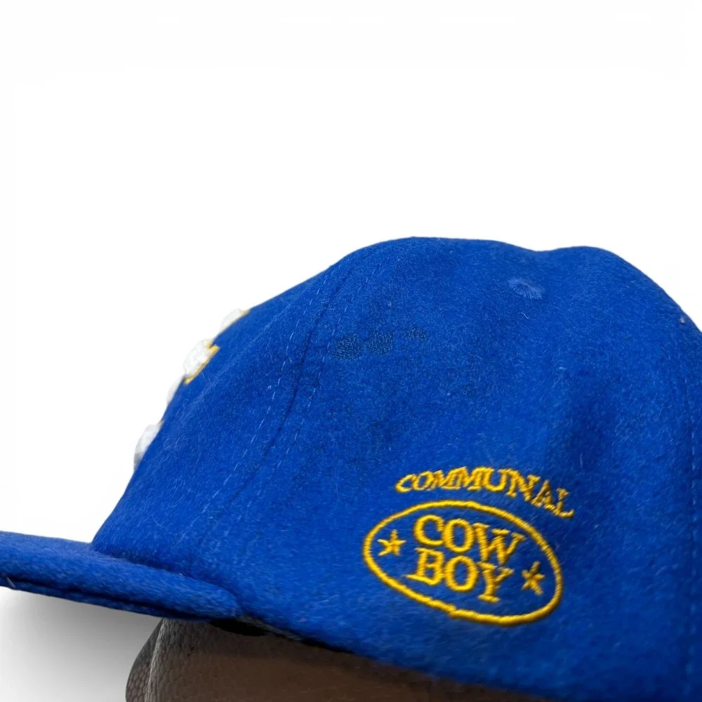 Communal Cowboy Snapback Hat Unisex Blue Wool Lucky Varsity Embroidered Logo Cap